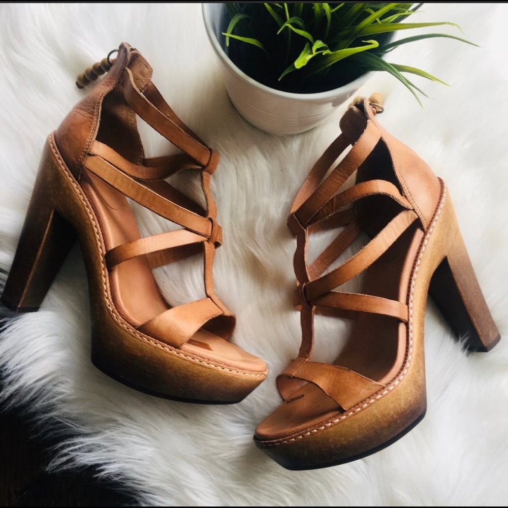 UGG Salima Brown Wooden Platform Sandals 8 EUC - Picture 2 of 6